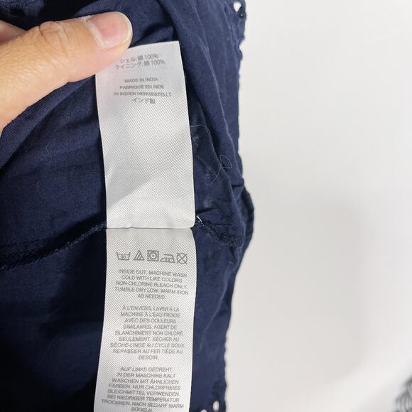 J Crew Size 00 Navy Blue All Over Eyelet Lace Knee Length Dress Sleeveless - Picture 11 of 11